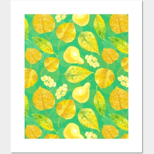 Autumn pattern watercolor Posters and Art